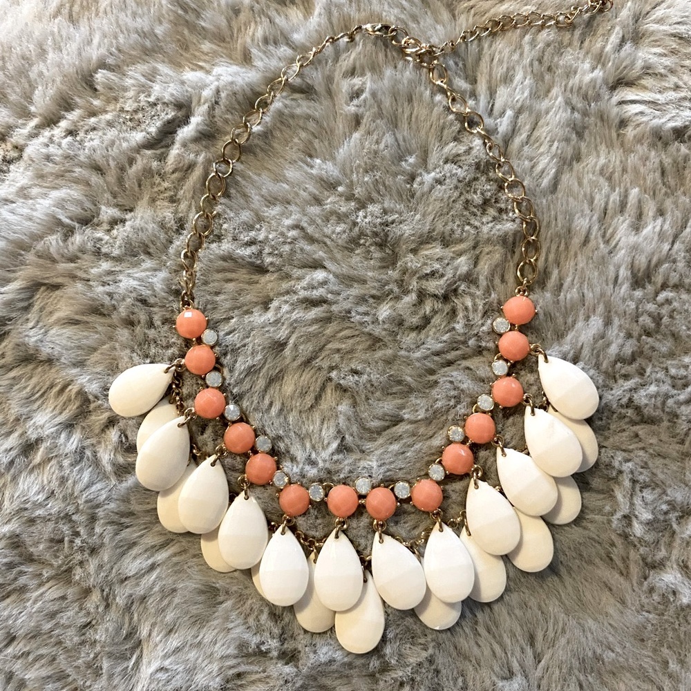 Cream and peach statement necklace